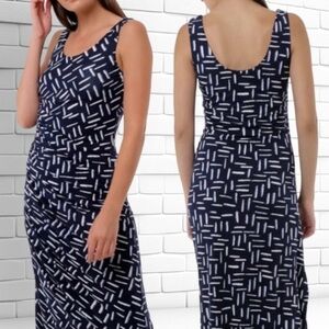 SPENCER + SHAW Navy and White Patterned Sleeveless Dress NWT